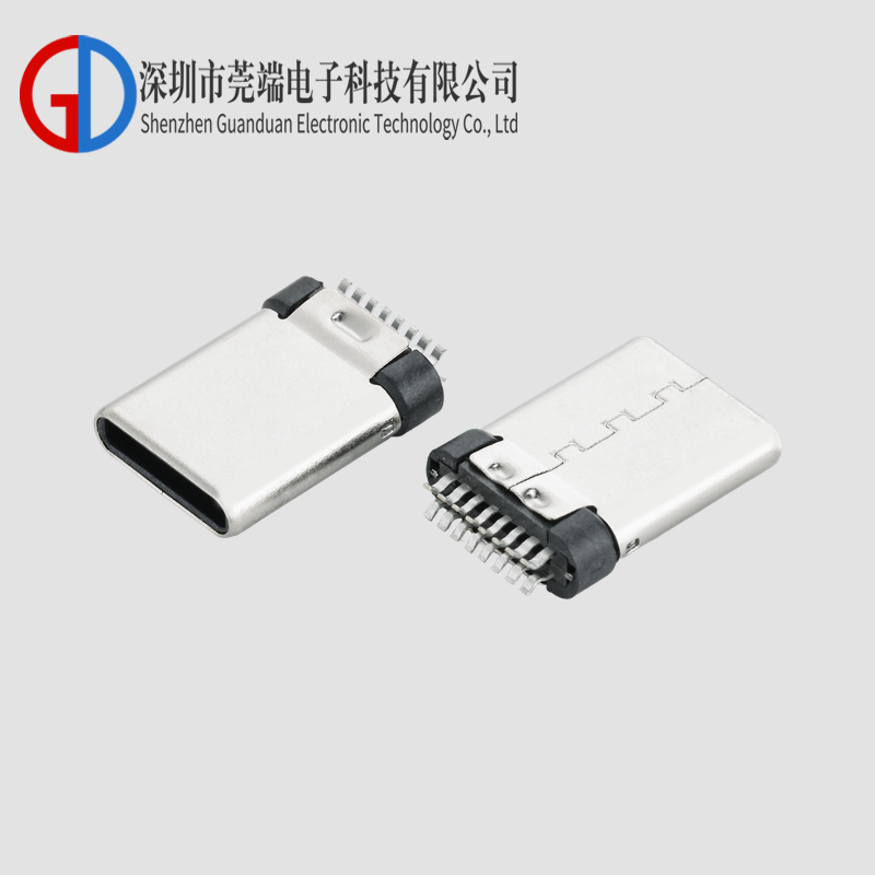 TYPE C公头16P夹板铆合护套单头