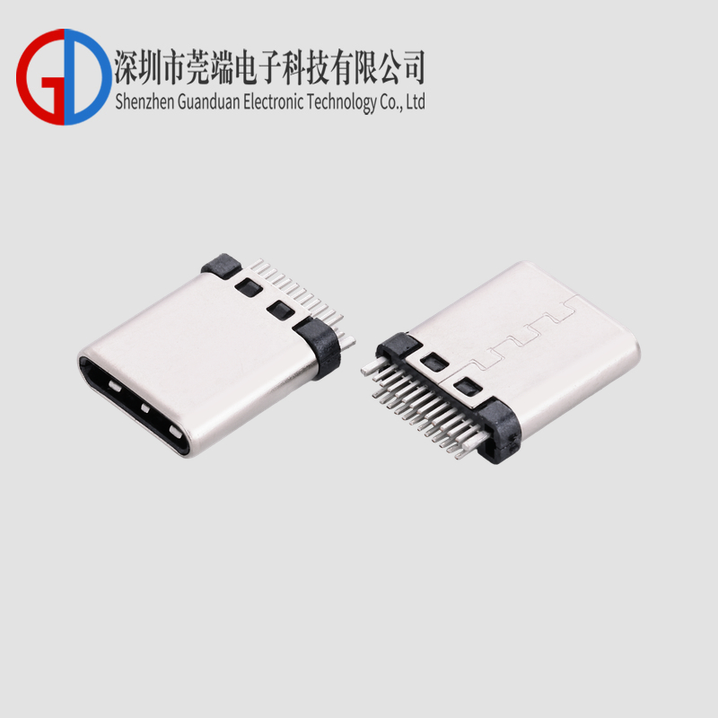 TYPE C公头24P夹板铆合9.0锡脚1.5