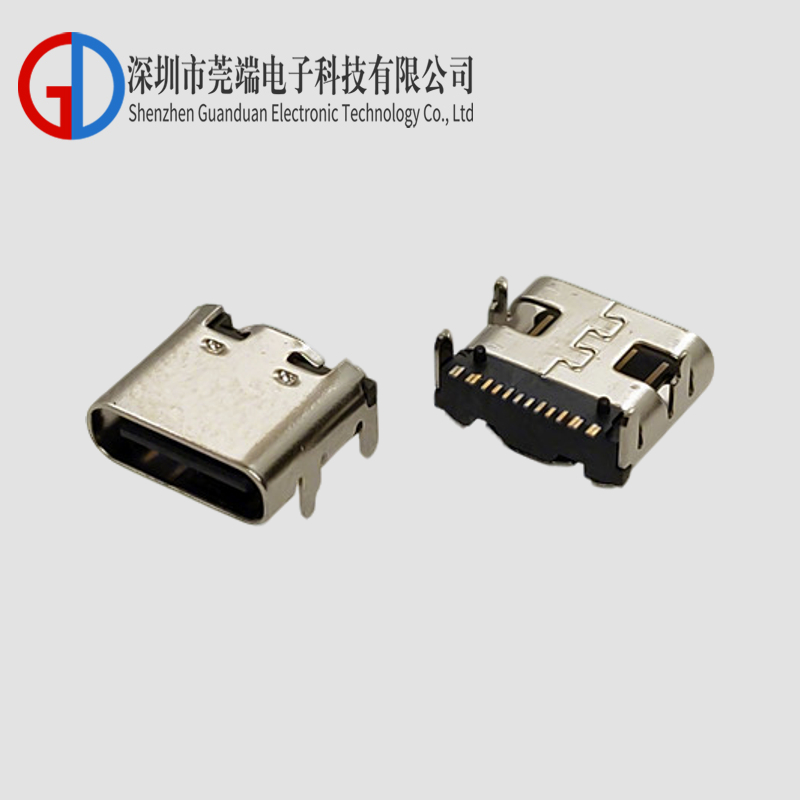 TYPE C母座单排16P SMT有柱