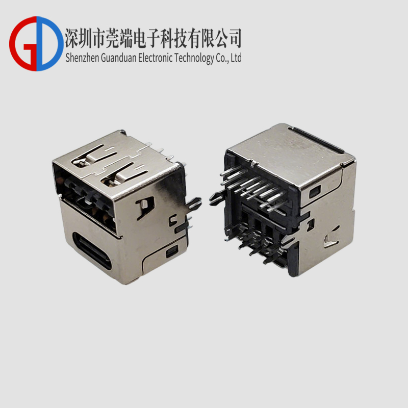 TYPE C母座14P+USB 2.0母座双层二合一