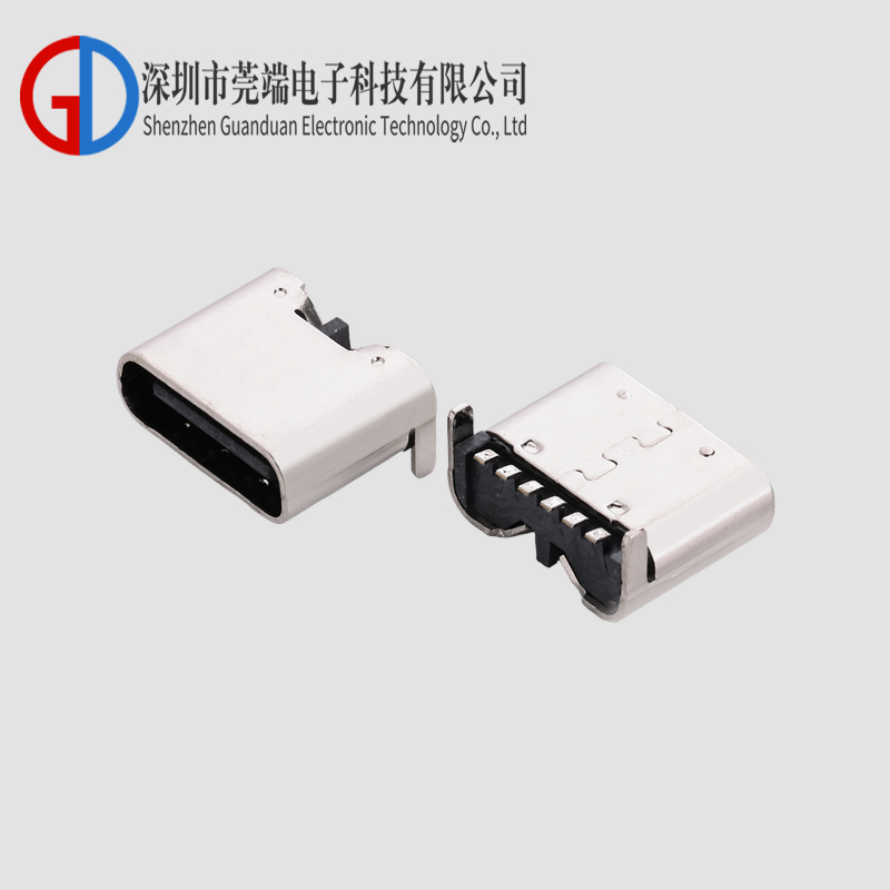 TYPE C母座6P板上SMT后两脚