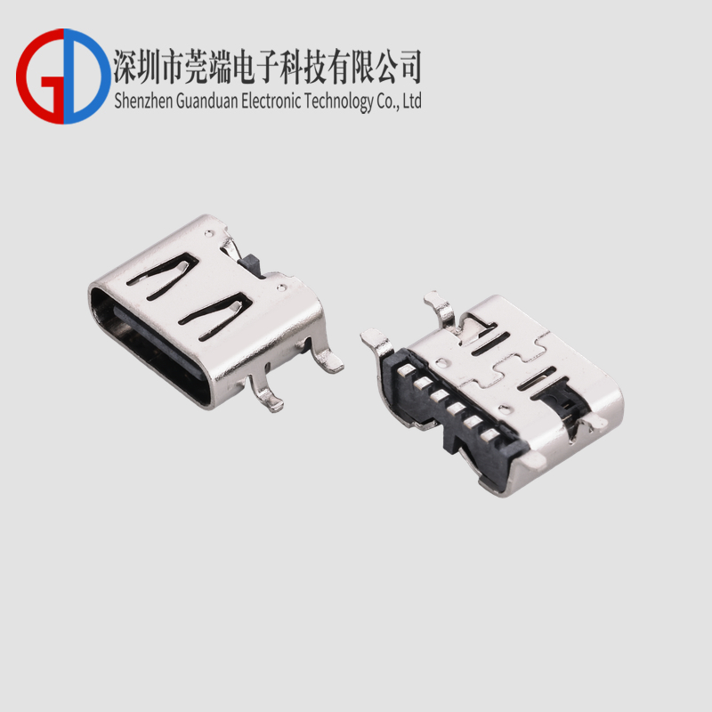 TYPE C母座6P全贴带弹